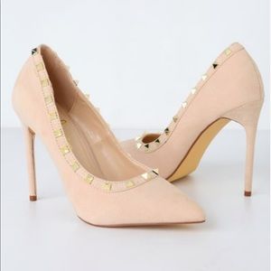 Vydia nude suede studded heels
